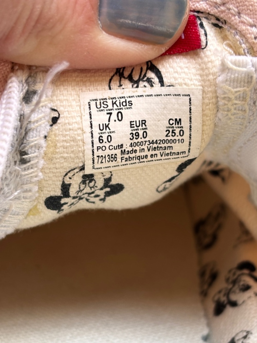 Minnie Mouse Vans Slip Ons Size 7 Kids/8.5 Womens EUC Pink White Disney - Picture 9 of 9